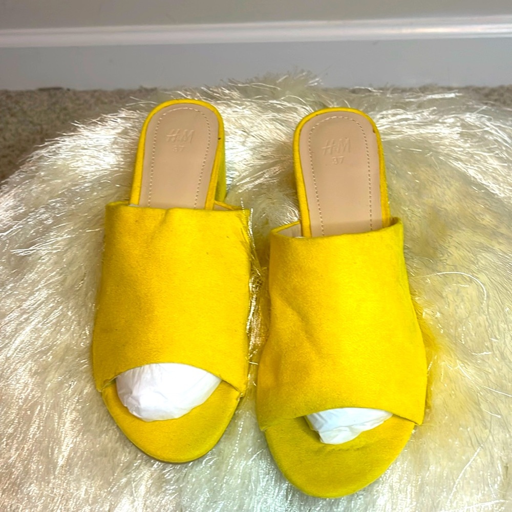 Mustard Yellow Low heel sandals